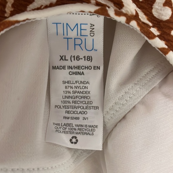 Time and Tru Brown Print Beach Pool Swim Suit - Picture 4 of 7